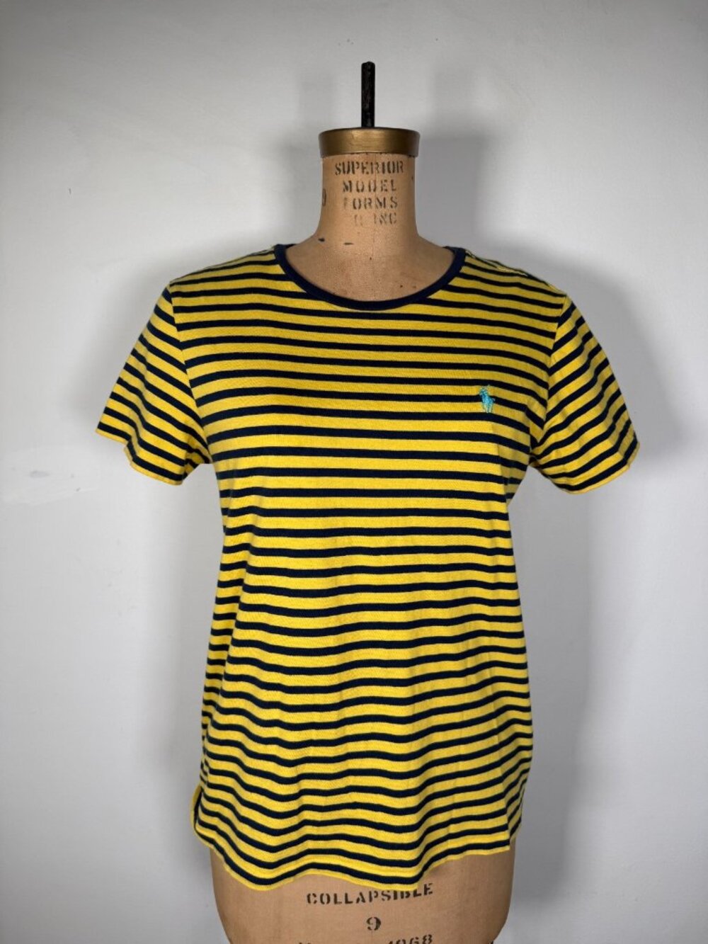 Vintage Polo Ralph Lauren Sport Yellow Navy Striped Women's Top